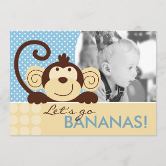 Invitation A7-A d'anniversaire de singe de mod