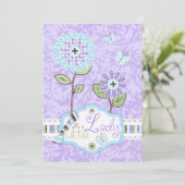 invitation A7-IRIS de baby shower de fleur (Debout devant)