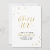 Invitation À 100 | Gold & White 100th Birthday Party (Devant)