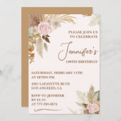 Invitation à 100e anniversaire Boho Floral moderne (Devant / Derrière)