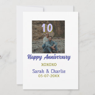 Invitation À 10 ans d'anniversaire de mariage violet doré