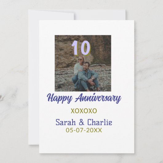 Invitation À 10 ans d'anniversaire de mariage violet doré (Devant)