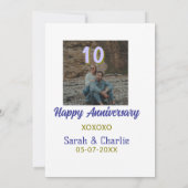 Invitation À 10 ans d'anniversaire de mariage violet doré (Dos)