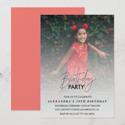 Invitation à 10e anniversaire Anniversaire Fête Ph (Devant / Derrière)