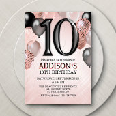 Invitation à 10e anniversaire de ballons Roses d'o