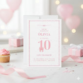 Invitation à 10e anniversaire fille rose Bow