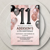 Invitation à 11e anniversaire de ballons Roses d'o