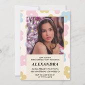 Invitation à 14e anniversaire Fleurs Super rétro m (Devant)