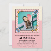 Invitation à 14e anniversaire Retro Super Rose Fle (Devant)