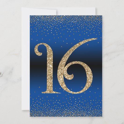 Invitation À 16 ans, fête d'anniversaire surprise, bleu (Dos)