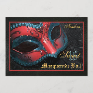 Invitation à 16 parties pour mascarade rouge