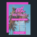 Invitation à 17e anniversaire Summer Tropical Palm<br><div class="desc">Invitations à 17e anniversaire Pink Tropical Palm tree rose</div>