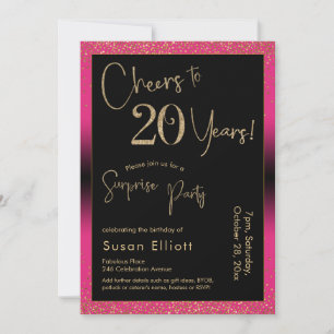 Invitation À 20 Ans de Bonheur Surprise Anniversaire, Rose