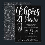 Invitation À 21 ans, fête d'anniversaire en noir et blanc<br><div class="desc">Tendance moderne et stylée,  typographie manuscrite brossée noir et blanc,  « à 21 ans » écriture script pour invitation d'anniversaire homme pour un cap / tout âge.            Facile à personnaliser avec l'âge et les détails de votre fête !</div>