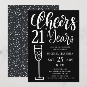Invitation À 21 ans, fête d'anniversaire en noir et blanc