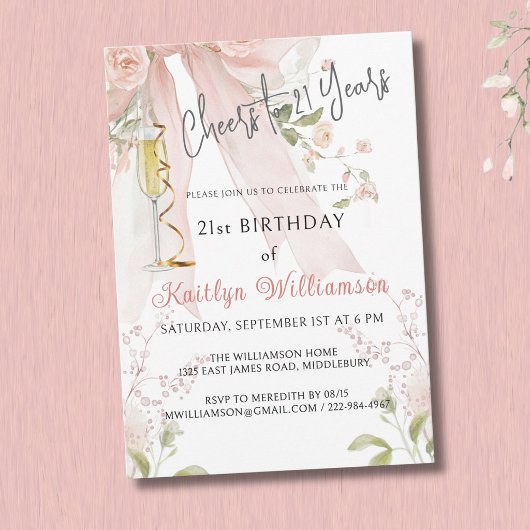 Invitation À 21 ans, Floral Bow rose