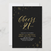Invitation À 21 heures | Gold & Black 21st Birthday Party (Devant)