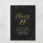 Invitation À 21 heures | Gold & Black 21st Birthday Party<br><div class="desc">Fêtons votre journée spéciale avec cette élégante invitation à la fête du 21e anniversaire. Ce design présente une typographie or chic "Cheers to 21" et des éléments or avec un arrière - plan noir. Vous pouvez customiser le texte et la couleur arrière - plan. D'autres articles de fête correspondants sont...</div>