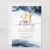 Invitation à 21e anniversaire Aquarelle marine et  (Devant)
