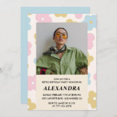 Invitation à 21e anniversaire Fleurs Super rétro m (Devant / Derrière)