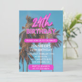 Invitation à 24e anniversaire Summer Pink Palm tre (Debout devant)