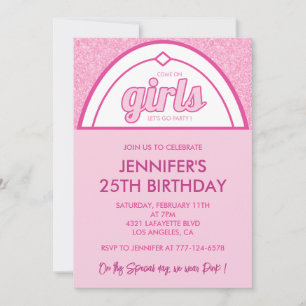 Invitation à 25 ans Chic Glam Girl Pink
