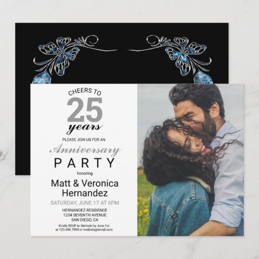 Invitation À 25 Ans d'âge, Félicitations pour le 25ème Annive (Devant / Derrière)