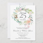 Invitation À 25 ans de mariage, roses de jubilé d'argent (Devant)