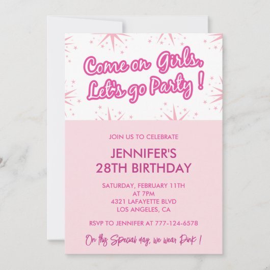 Invitation à 28 ans pour son rose (Devant)