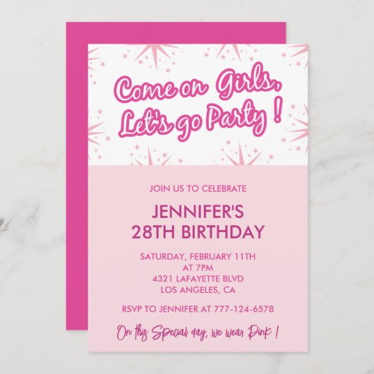 Invitation à 28 ans pour son rose (Devant / Derrière)