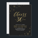 Invitation À 30 | Gold & Black 30th Birthday Party<br><div class="desc">Fêtons votre journée spéciale avec cette élégante invitation à la fête du 30e anniversaire. Ce design présente une typographie or chic "Cheers to 30" et des éléments or avec un arrière - plan noir. Vous pouvez customiser le texte et la couleur arrière - plan. D'autres articles de fête correspondants sont...</div>