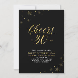 Invitation À 30 Gold & Black 30th Birthday Party