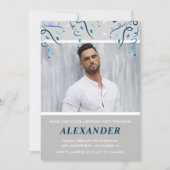 Invitation à 33e anniversaire Hommes Confetti Phot (Devant)