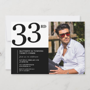 Invitation à 33e anniversaire Photo Black White Me