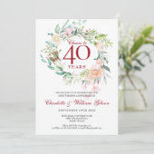 Invitation À 40 ans d'anniversaire de mariage - Fleurs (Debout devant)