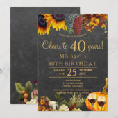 Invitation À 40 ans, fête d'anniversaire rustique (Devant / Derrière)