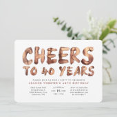Invitation À 40 ans, joyeux anniversaire or rose (Debout devant)