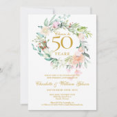 Invitation À 50 Ans de Mariage Fleurs (Devant)