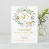 Invitation À 50 Ans de Mariage Fleurs (Debout devant)