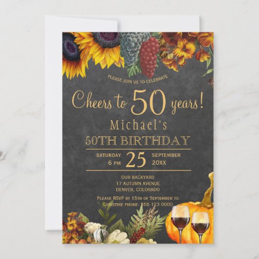 Invitation À 50 ans, vive la fête rustique d'anniversaire (Devant)