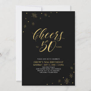 Invitation À 50 Gold & Black 50th Birthday Party