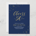 Invitation À 50 | Gold & Navy 50th Birthday Party<br><div class="desc">Fêtons votre journée spéciale avec cette élégante invitation à la fête du 50e anniversaire. Ce design présente une typographie dorée chic "Cheers to 50 years" et des éléments dorés avec un arrière - plan bleu marine. Vous pouvez customiser le texte et la couleur arrière - plan. D'autres articles de fête...</div>