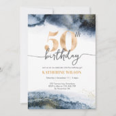 Invitation à 50e anniversaire Couleur d'eau et or  (Devant)