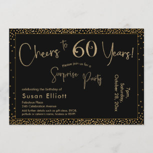 Invitation À 60 Ans Anniversaire Surprise Or et Noir