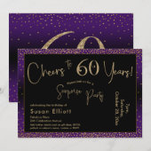 Invitation À 60 Ans Anniversaire Surprise, Violet (Devant / Derrière)