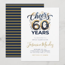 À 60 ans Élégant Or Bleu Anniversaire