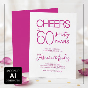Invitation À 60 ans Élégant Rose Blanc Anniversaire