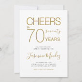 Invitation À 70 ans Élégant Or Blanc Anniversaire (Devant)