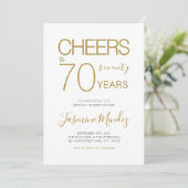 Invitation À 70 ans Élégant Or Blanc Anniversaire (Debout devant)