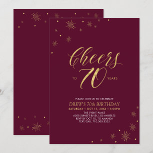 Invitation À 70 ans, santé   Fête d'anniversaire 70 ans or et